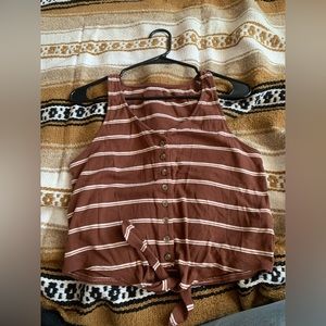 Super cute American Eagle Striped Brown and White Tie Tank Top.